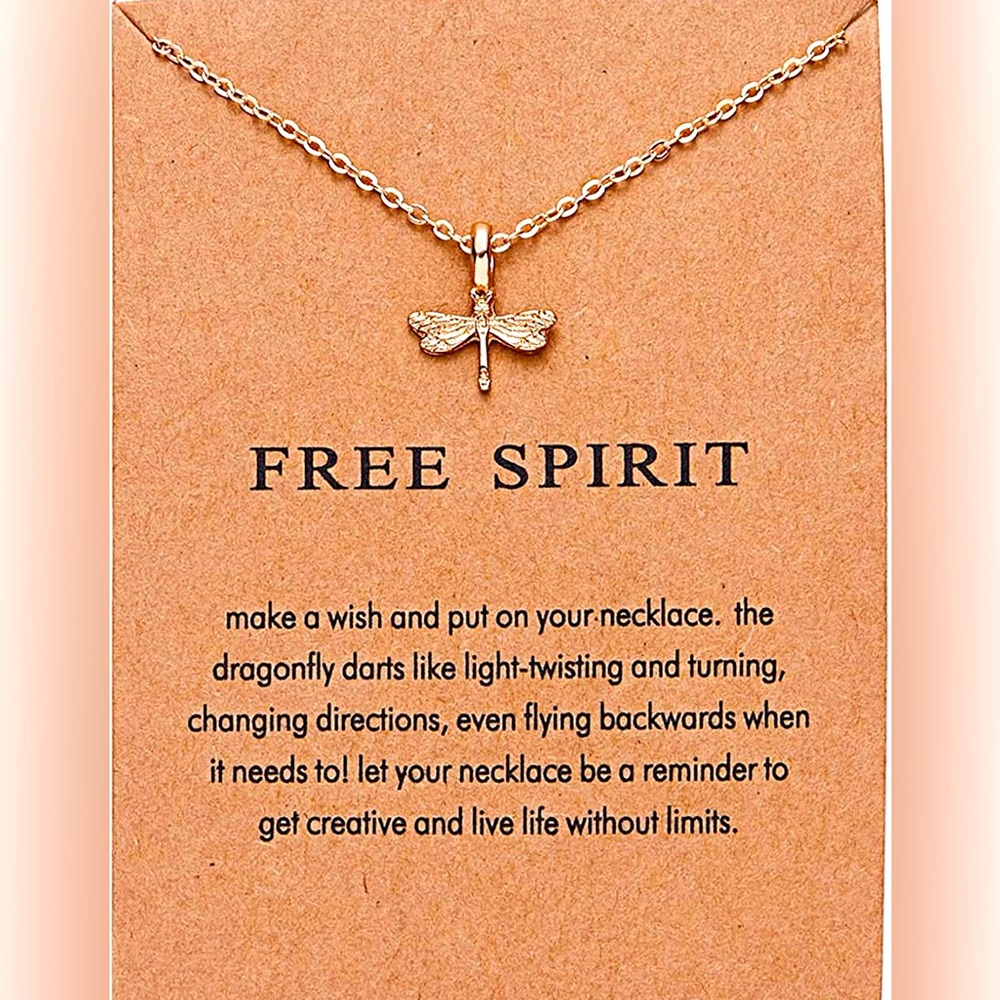Gold Dragonfly Free Spirit Beautiful Necklace NWT